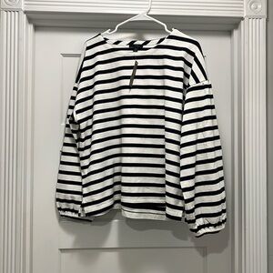 J.Crew navy blue and white stripped shirt with wide sleeves, NWT, XL.